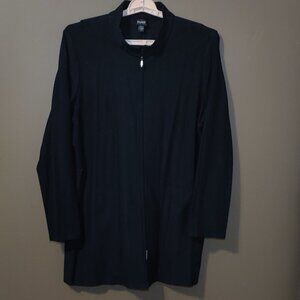 Eileen Fisher Black Mandarin Collar Full Zip Viscose Jacket SIZE LARGE